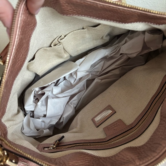 GUCCI SOHO ☆ Rose Gold Metallic Pebbled Calfskin ☆ Japan Exclusive ☆ W/Strap ☆ - Picture 7 of 14